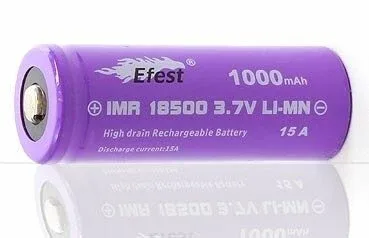 BATTERIA IMR 18500 1000mAh 15A - FLAT TOP - Efest