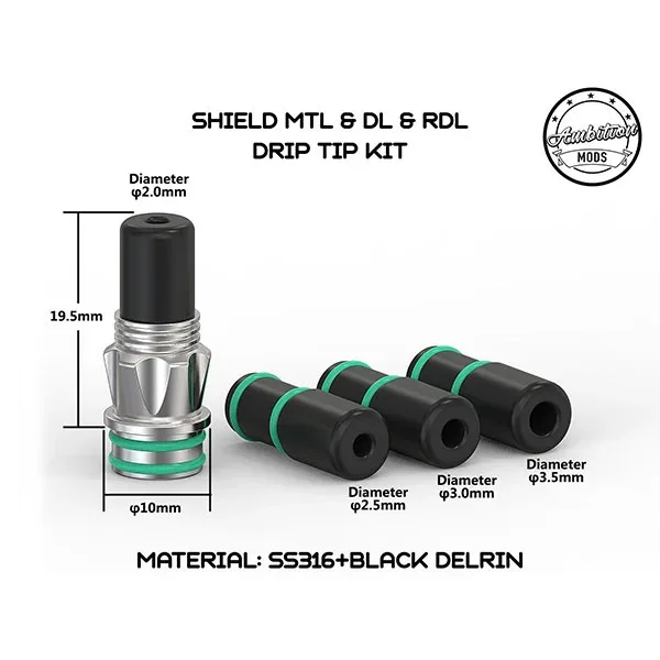 Shield Drip Tip MTL DL RDL – Ambition Mods - Image 2