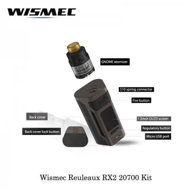 WISMEC KIT REULEAUX RX2 20700 CON GNOME 4ML BLACK - Image 2